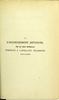 view De l'accouchement artificiel par les voies naturelles substitué à l'opération césarienne post mortem / A. Thévenot.