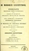 view De morborum constitutione : dissertatio inauguralis medico-pathologica ... / auctor Adolphus Gruettner.