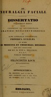 view De neuralgia faciali : dissertatio inauguralis medica ... / auctor Frank Kock.