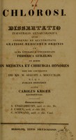 view De chlorosi : dissertatio inauguralis gynaecologica ... / auctor Carolus Kriger.
