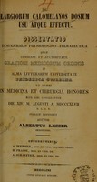 view De largiorum calomelanos dosium usu atque effectu : dissertatio inauguralis physiologico-therapeutica ... / auctor Albertus Lesser.