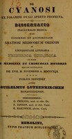 view De cyanosi ex foramine ovali aperto profecta : dissertatio inauguralis medica ... / auctor Guilelmus Lutzenkirchen.