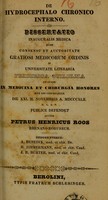 view De hydrocephalo chronico interno : dissertatio inauguralis medica ... / auctor Petrus Henricus Roos.