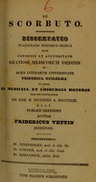 view De scorbuto : dissertatio inauguralis historico-medica ... / auctor Fridericus Vettin.