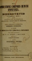 view De combustione corporis humani spontanea : dissertatio inauguralis medica ... / auctor Augustus Vilter.