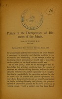 view Points in the therapeutics of diseases of the joints / by A.B. Judson.