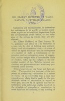 view Mr. Elbert Hubbard on vaccination : a critical examination : a special article / [Kenneth W. Millican].