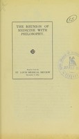 view The reunion of medicine with philosophy / [Kenneth W. Millican].