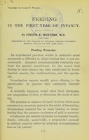 view Feeding in the first year of infancy / by Joseph E. Winters.