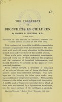 view The treatment of bronchitis in children / by Joseph E. winters.