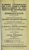 view De rariore encephalitidis casu deque striis medullaribus in ventriculo quarto obviis : dissertatio inauguralis ... / auctor Otto Fischer.