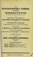 view De hypertrophia cordis : dissertatio inauguralis ... / auctor Frid. Adolphus Freusberg.