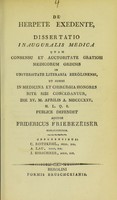 view De herpete exedente : dissertatio inauguralis medica ... / auctor Fridericus Friebezeiser.