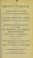 view De proctoreusi : dissertatio inauguralis medico chirurgica ... / auctor Imm. Theophil. Aug. Gerdessen.