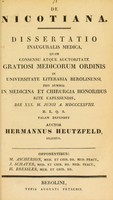 view De nicotiana : dissertatio inauguralis medica ... / auctor Hermannus Heutzfeld.