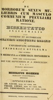 view De morborum sexus muliebris cum masculo communium peculiari ratione : dissertatio inauguralis ... / auctor Henricus Hoehne.