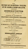 view De tunicae dartos textu cum aliis comparato : dissertatio inauguralis ... / Hermannus Jordan.