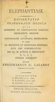 view De elephantiasi : dissertatio inauguralis medica ... / auctor Ferdinandus de Lalande.