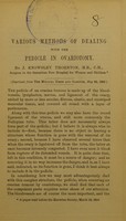 view Various methods of dealing with the pedicle in ovariotomy / by J. Knowsley Thornton.