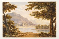 view Unknown - Landscape with Castle, Loch and Hills