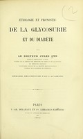 view Etiologie et pronostic de la glycosurie et du diabète / par Jules Cyr.