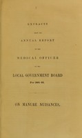 view Extracts from the annual report of the medical officer of the local government board for 1891-92. On manure nuisances.