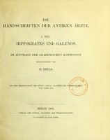 view Die Handschriften der antiken Ärzte / herausgegeben von H. Diels.