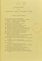 view A catalogue of the scientific and literary work of S. Weir Mitchell.