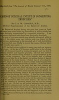 view Cases of suicidal intent in congenital imbeciles / by C.S.W. Cobbold.