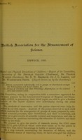 view Mental and physical deviations of children : report of the committee consisting of Sir Douglas Galton (Chairman), Dr. Francis Warner (Secretary), Mr. E. W. Brabrook, Dr. J. G. Garson and Dr. Wilberforce Smith.