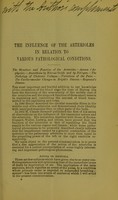 view A post-graduate lecture on the influence of the arterioles in relation to various pathological conditions / by Sir George Johnson.