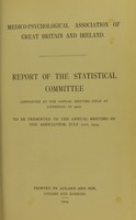 view Report of the Statistical Committee : to be presented to the annual meeting of the association, July 21st, 1904.