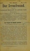 view Der Irrenfreund : psychiatrische Monatsschrift für praktische Aerzte / [ed.] Fr. Koster und Dr. Brosius. 21. Jahrg., Nr. 1&2.