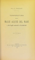 view Temperatura nelle massa acquee del mare e dei laghi naturali ed artificiali. Con tré figure. / L. Pagliani.