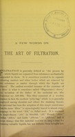 view A few words on the art of filtration / by P.A. Maignen.