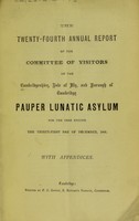 view The twenty-fourth annual report of the Committee of Visitors of the Cambridgeshire, Isle of Ely and Borough of Cambridge Pauper Lunatic Asylum : for the year ending the thirty-first day of December, 1881, with appendices.