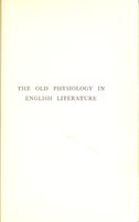 view The old physiology in English literature / by P. Ansell Robin.