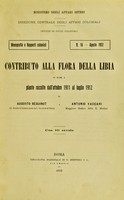 view Contributo alla flora della Libia in base a piante raccolte dall'ottobre 1911 al luglio 1912 / di Augusto Béguinot, Antonio Vaccari.