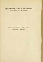 view The materials of the painter's craft in Europe and Egypt : from earliest times to the end of the XVIIth century, with some account of their preparation and use / [Arthur Pillans Laurie].