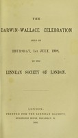 view The Darwin-Wallace celebration held on Thursday, 1st July, 1908 / by the Linnean society of London.