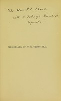 view Memorials of Thomas George Tebay, M.D / [Charlotte Tebay].