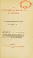 view The consolation of philosophy of Boethius / translated into English prose and verse by H. R. James.