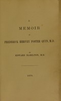 view A memoir of Frederick Hervey Foster Quin / [Edward Hamilton].