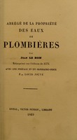 view Abrégé de la propriété des eaux de Plombières : Réimprimé sur l'édition de 1576 / avec une préface et un glossaire-index, par Louis Jouve.