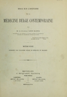 view Essai sur l'histoire de la médecine belge contemporaine.