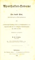 view Apotheker-Lorene i den danske stat ... fra 1660 til 1859 / samlede og udgivne af P.H.J. Hansen.