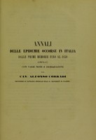 view Annali delle epidemie occorse in Italia dalle prime memorie fino al 1850 / [Alfonso Corradi].