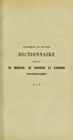 view Supplément au nouveau dictionnaire pratique de médecine, de chirurgie, et d'hygiène vétérinaires / par André Sanson, L. Trasbot.