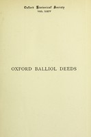 view The Oxford deeds of Balliol College / edited by the Rev. H.E. Salter.