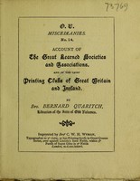 view Account of the great learned societies and associations, and of the chief printing clubs of Great Britain and Ireland / by Bernard Quaritch.